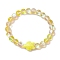 8mm Round Dyed Synthetic Moonstone Beaded Stretch Bracelets, Beach Tortoise Handmade Porcelain Bracelets for Women, Yellow, Inner Diameter: 2 inch(5.2cm), Bead: 8mm, Tortoise: 18.5x15mm