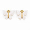 Rack Plating Alloy Pendants, with Acrylic, Cadmium Free & Lead Free, Light Gold, Butterfly, White, 18.5x22.5x3mm, Hole: 2mm