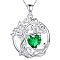 925 Sterling Silver Double-Layer Necklace, Twelve Birthstone Pendants, Tree of Life, Platinum, Green, 16.14~19.69 inch(41~50cm)