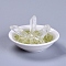 Natural Quartz Crystal Home Display Decorations, with Natural Peridot Chip Beads, Porcelain Base and Resin, 71.5x42.5~46.5mm