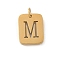 304 Stainless Steel Charms, with Jump Ring, Golden, Rectangle with Letter Charm, Letter M, 12.5x9.5x1.5mm, Hole: 3mm