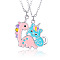 Alloy with Enamel Pendant Necklaces, Cable Chain Necklaces, Cat & Dinosaur, Platinum, 18.50 inch(47cm), 2pcs/set