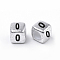 Antique Silver Plated Acrylic Beads, Cube with Black Number, Num.0, 6mm, Hole: 3mm, about 150000pcs/25000g