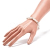 ABS Plastic Pearl & Brass Round Beaded Stretch Bracelet with Clear Rhinestone for Women BJEW-JB08523-02-3