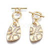 Brass Micro Pave Clear Cubic Zirconia Toggle Clasps KK-S356-308-NF-3