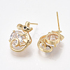 Brass Stud Earrings KK-T038-497G-2