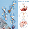  6Pcs 6 Styles Nuggets Natural Gemstone Wire Wrapped Keychain Key Ring KEYC-NB0001-50-4