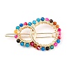 Alloy Hollow Geometric Natural Agate Beads Hair Barrettes PHAR-JH00059-01-1