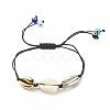 2Pcs 2 Color Acrylic & Alloy Shell Braided Bead Bracelets Set with Lampwork Evil Eye BJEW-JB08131-3