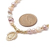 Brass Virgin Mary Pendant Necklace with Natural Pearl Beaded Chains for Women NJEW-JN04144-02-5