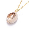 Electroplate Cowrie Shell Pendant Necklaces X-NJEW-JN02370-3