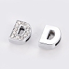 Alloy Initial Slide Charms with Grade A Rhinestones ALRI-R032-D-FF-2