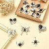 16Pcs 16 Style Rack Plating Alloy with Black Glass Pendants FIND-YW0003-32-5