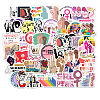 50Pcs Girls Power Theme PVC Sticker Self-adhesive Stickers PW-WG54896-01-1