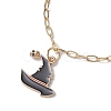 Witch & Ghost Alloy Enamel Charm Bracelets BJEW-JB10703-3