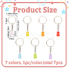 CRASPIRE 7Pcs 7 Colors Candy Color Transparent Bear Resin Pendant Keychain KEYC-CP0001-17-2