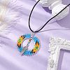 Boho Style Glass Seed Beads & Feather Alloy Pendant Necklaces NJEW-MZ00041-2