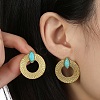 201 Stainless Steel Donut Stud Earrings with Synthetic Turquoise Horse Eye EJEW-D084-12G-3
