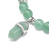 Natural Green Aventurine Round Beaded Stretch Bracelet with Bullet Charms BJEW-JB09018-02-4