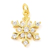 Snowflake Real 18K Gold Plated Rack Plating Brass Micro Pave Cubic Zirconia Pendants Charms KK-S396-11B-1