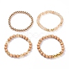 4Pcs 4 Style Synthetic Watermelon Stone & Hematite & Wood Beaded Stretch Bracelets Set BJEW-JB07625-2