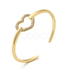 Clear Cubic Zirconia Hollow Out Heart Open Cuff Bangle BJEW-M231-10G-1