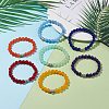 7Pcs 7 Color Natural Malaysia Jade(Dyed) Stretch Bracelets Set with Alloy Hangers BJEW-JB08133-2