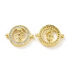 Rack Plating Brass Micro Pave Clear Cubic Zirconia Connector Charms KK-C008-03G-1