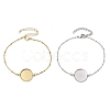 2Pcs 2 Colors 304 Stainless Steel Round Cabochon Setting Bracelets BJEW-JB11089-1