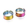 304 Stainless Steel Textured Wide Band Cuff Ring RJEW-N038-074-1