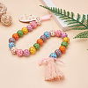 Fashewelry 80Pcs 8 Colors Printed Natural Wood Beads WOOD-FW0001-11-6