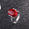 Oval Synthetic Ruby Adjustable Ring FIND-PW0021-04B-1