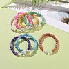 7Pcs 7 Color Natural Weathered Agate(Dyed) & Synthetic Moonstone Round Beaded Stretch Bracelets Set BJEW-JB09124-2