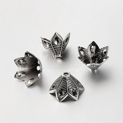 Tibetan Style Alloy Flower Bead Caps X-TIBEB-O005-01-1