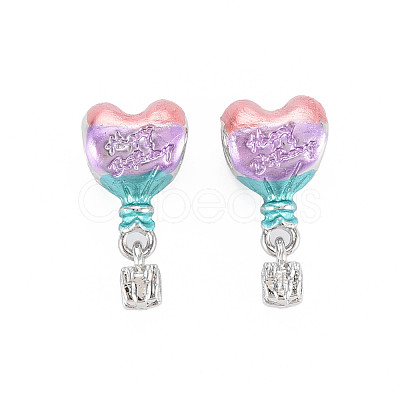 Rack Plating Alloy Enamel European Dangle Charms MPDL-N039-101-1