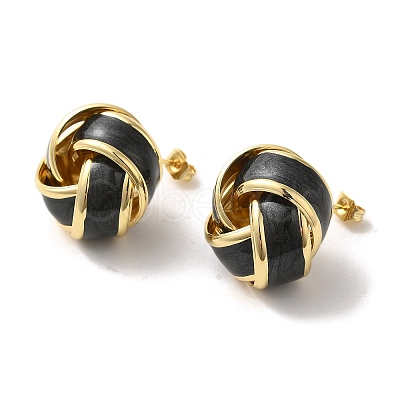 Real 18K Gold Plated Brass Enamel Stud Earrings for Women EJEW-M251-09G-02-1