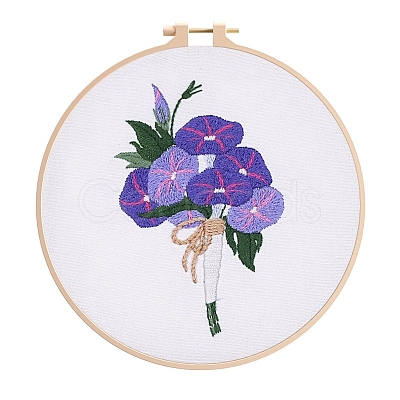 Flower Pattern DIY Embroidery Kit DIY-P077-134-1