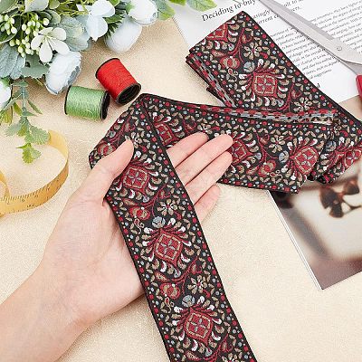 Ethnic Style Embroidery Polycotton Ribbons OCOR-WH0072-03-1