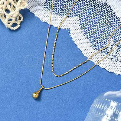 Teardrop 304 Stainless Steel Pendant Necklaces for Women NJEW-G157-06G-1