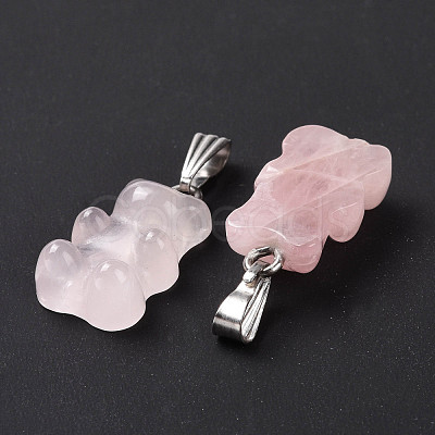 Natural Rose Quartz Pendants G-G854-01P-06-1