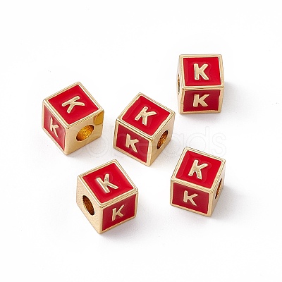 Rack Plating Brass Enamel Beads KK-B060-04G-03-1