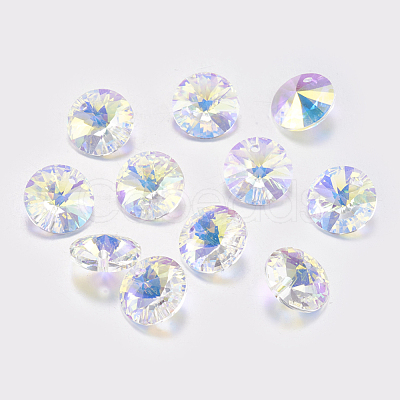 Faceted Glass Rhinestone Charms RGLA-F049-10mm-001AB-1