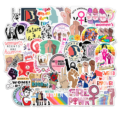 50Pcs Girls Power Theme PVC Sticker Self-adhesive Stickers PW-WG54896-01-1