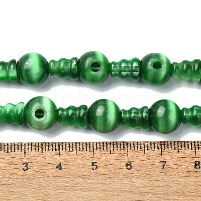 Cat Eye 3-Hole Guru Bead Strands G-K149-52B-1