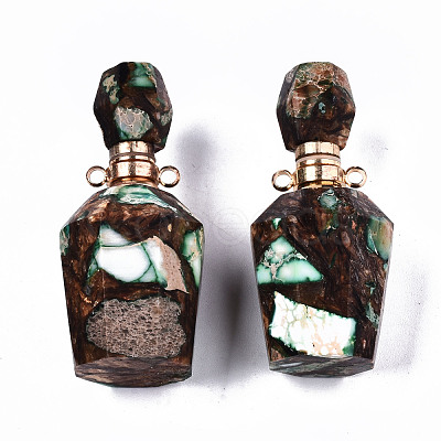 Assembled Synthetic Bronzite and Imperial Jasper Openable Perfume Bottle Pendants G-S366-058C-1