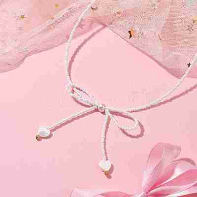 Glass Seed Pendant Necklaces for Women NJEW-MZ00031-02-1