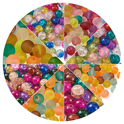 Transparent Frosted Glass Beads and Transparent Crackle Glass Beads CCG-CD0001-01-1