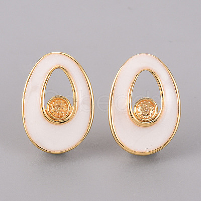 Brass Enamel Stud Earrings Findings KK-T062-129G-NF-1