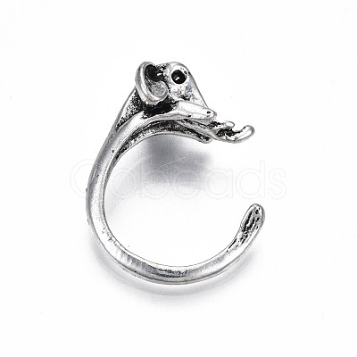 Alloy Elephant Open Cuff Ring for Women RJEW-T009-32AS-1