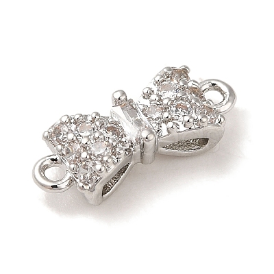 Brass Pave Clear Cubic Zirconia Connector Charms KK-G499-14P-1